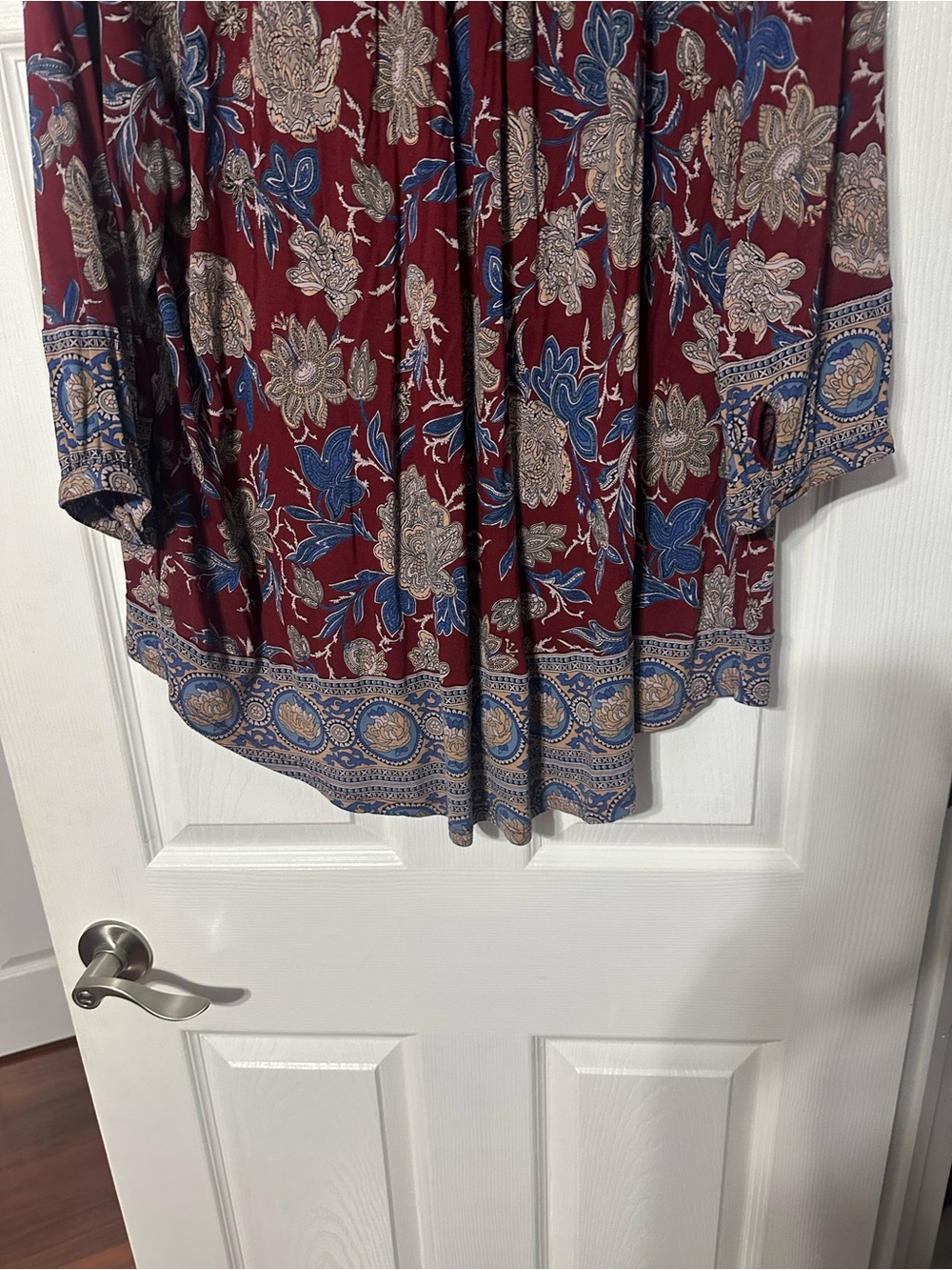 Lucky Brand Plus Paisley/Floral Button Front Henley Top - Picture 11 of 15